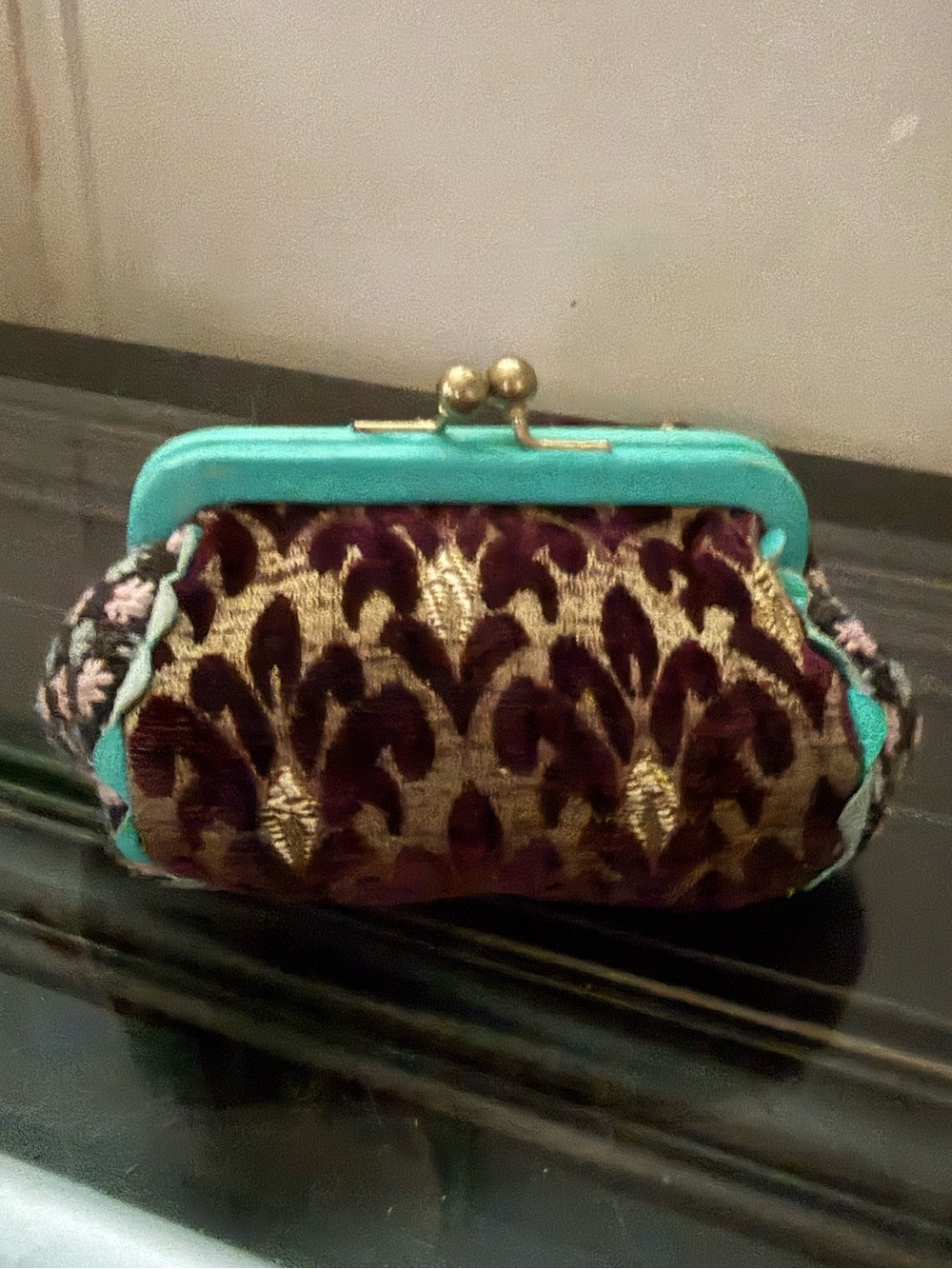 Anthropologie Miss Albright kiss lock pouch.
